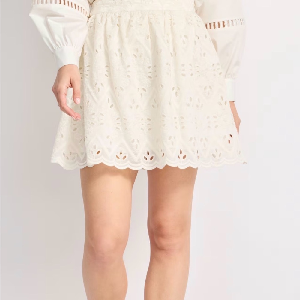 Skies Are Blue XS Petite White Eyelet Mini Skirt NWT Cottagecore Boho Romantic